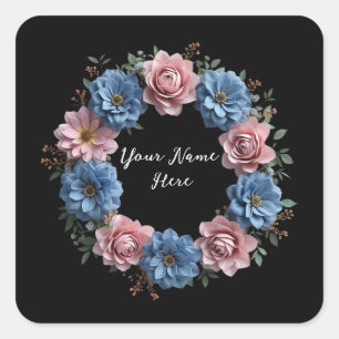 Personalisierter Kraut der dunkelblauen und roten  Quadratischer Aufkleber