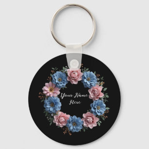 Personalisierter Kraut der dunkelblauen und roten Schlüsselanhänger