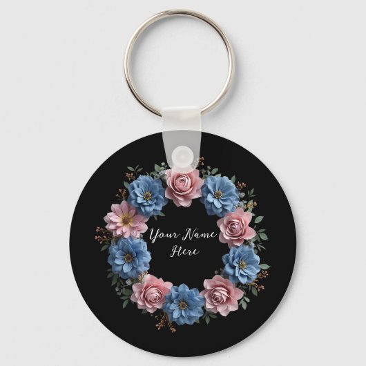 Personalisierter Kraut der dunkelblauen und roten Schlüsselanhänger (Vorderseite)