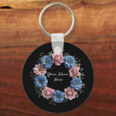 Personalisierter Kraut der dunkelblauen und roten Schlüsselanhänger (Vorderseite)