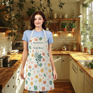 Personalisierter Kräuterflüsterer mit Blumen und F Schürze
