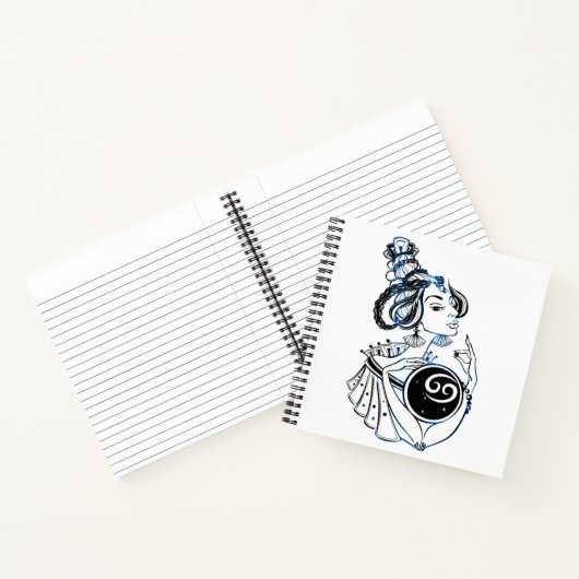 Personalisierter Krebs Zodiac Art Deco Lady Notizblock (Innenseite)