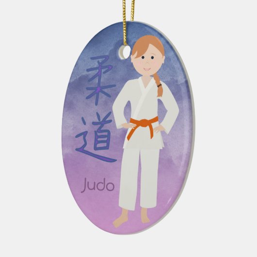 Personalisierter Kriegskünsteredhead-Orangen-Gurt Keramik Ornament (Links)