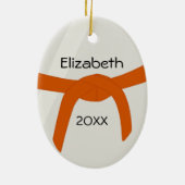 Personalisierter Kriegskünsteredhead-Orangen-Gurt Keramik Ornament (Hinten)