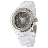 Personalisierter Kristall von Frauen. Marmorausseh Armbanduhr (Schrägansicht)