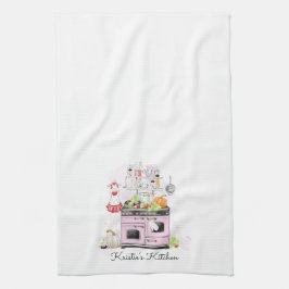 Personalisierter Küchen-Rosa-Ofen Geschirrtuch