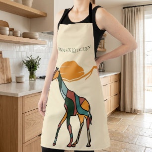 Personalisierter Küchenname Giraffe Boho Mutter Ge Schürze