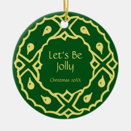 Personalisierter Kunst Nouveau WeihnachtsWreath Keramik Ornament