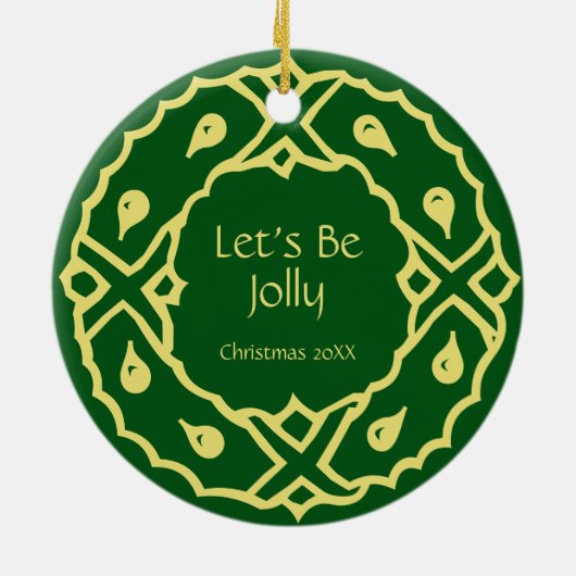 Personalisierter Kunst Nouveau WeihnachtsWreath Keramik Ornament (Hinten)