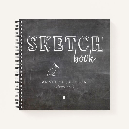 Personalisierter Künstlername-Skizze Schwarz-weiß Notizblock (Vorderseite)