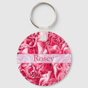 Personalisierter Kunstvoller Rosa-Rosen-Name-Schlü Schlüsselanhänger