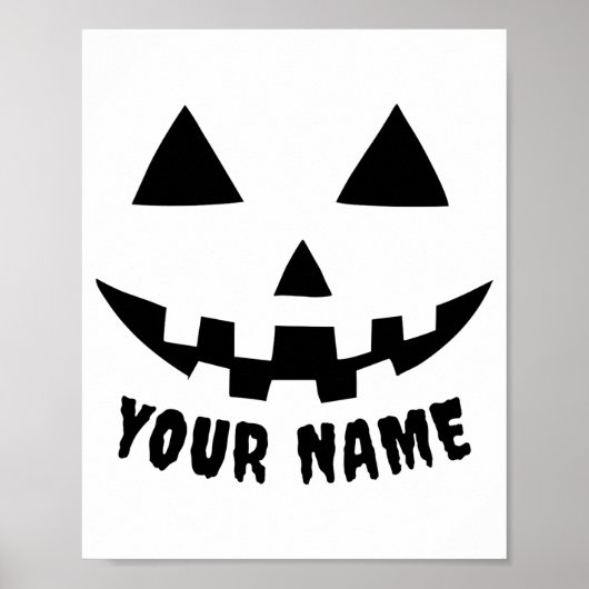 Personalisierter Kürbis Halloween Name Schwarz Wei Poster (Vorne)