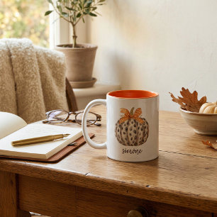 Personalisierter Kürbis Herbst Orange Apfelernte Zweifarbige Tasse