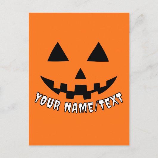 Personalisierter KürbisHalloween Ihr Name oder TEX Postkarte (Vorderseite)