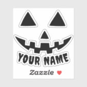 Personalisierter KürbisHalloween Name Black & Whit Aufkleber (Blatt)