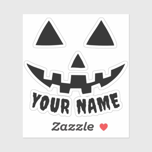 Personalisierter KürbisHalloween Name Black & Whit Aufkleber (Blatt)