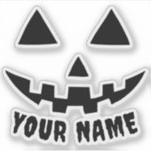 Personalisierter KürbisHalloween Name Black & Whit Aufkleber (Vorderseite)