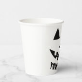 Personalisierter KürbisHalloween Name Black & Whit Pappbecher (Rechts)