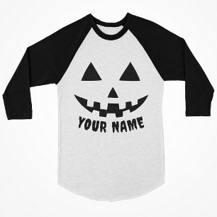 Personalisierter KürbisHalloween Name Black & Whit T-Shirt