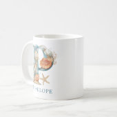 Personalisierter Küstenmonogramm Anfangsbuchstabe Kaffeetasse (Vorderseite Links)
