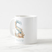 Personalisierter Küstenmonogramm Anfangsbuchstabe Kaffeetasse (Vorderseite Links)