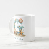 Personalisierter Küstenmonogramm Anfangsbuchstabe Kaffeetasse (Vorderseite Links)