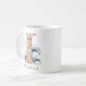 Personalisierter Küstenmonogramm Anfangsbuchstabe Kaffeetasse (Vorderseite Links)