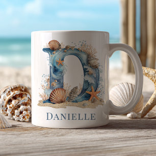 Personalisierter Küstenmonogramm Anfangsbuchstabe Kaffeetasse