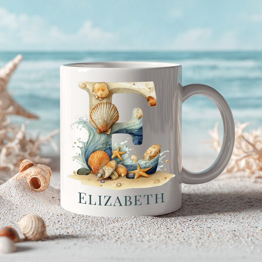 Personalisierter Küstenmonogramm Anfangsbuchstabe  Kaffeetasse