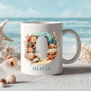 Personalisierter Küstenmonogramm Anfangsbuchstabe  Kaffeetasse