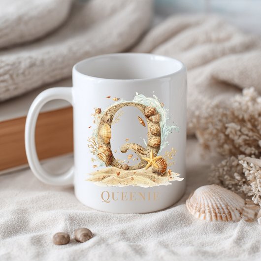 Personalisierter Küstenmonogramm Anfangsbuchstabe  Kaffeetasse
