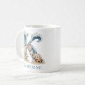 Personalisierter Küstenmonogramm Anfangsbuchstabe Kaffeetasse (Vorderseite Links)