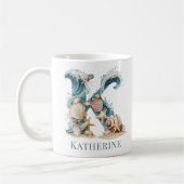 Personalisierter Küstenmonogramm Anfangsbuchstabe Kaffeetasse (Links)