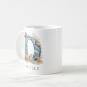 Personalisierter Küstenmonogramm Anfangsbuchstabe Kaffeetasse (Vorderseite Links)