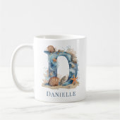 Personalisierter Küstenmonogramm Anfangsbuchstabe Kaffeetasse (Links)