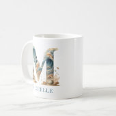 Personalisierter Küstenmonogramm Anfangsbuchstabe  Kaffeetasse (Vorderseite Links)