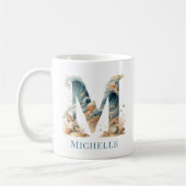 Personalisierter Küstenmonogramm Anfangsbuchstabe  Kaffeetasse (Links)