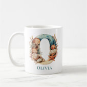 Personalisierter Küstenmonogramm Anfangsbuchstabe Kaffeetasse (Links)