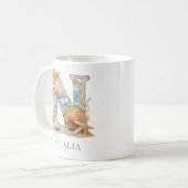 Personalisierter Küstenmonogramm Anfangsbuchstabe Kaffeetasse (Vorderseite Links)