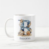 Personalisierter Küstenmonogramm-B-Initialstrand Kaffeetasse (Links)