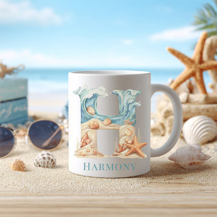 Personalisierter Küstenmonogramm-Initiale H Strand Kaffeetasse