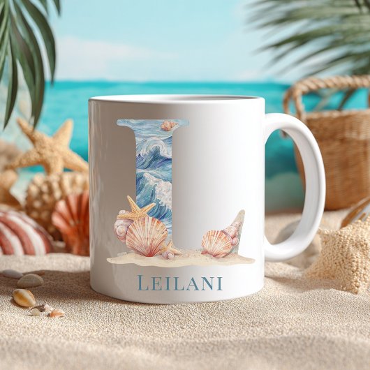 Personalisierter Küstenmonogramm-Initialen-Becher Kaffeetasse