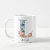 Personalisierter Küstenmonogramm-Initialen-Becher Kaffeetasse (Links)