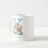 Personalisierter Küstenmonogramm X Anfangsbuchstab Kaffeetasse (Vorderseite Links)