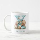 Personalisierter Küstenmonogramm X Anfangsbuchstab Kaffeetasse (Links)
