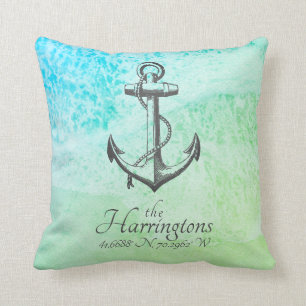 Personalisierter Küstenstrich Nautical Beach Ocean Kissen