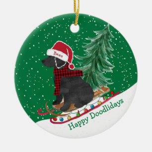 Personalisierter Labradoodle Weihnachts-Schneeschl Keramik Ornament