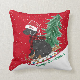 Personalisierter Labradoodle Weihnachts-Schneeschl Kissen