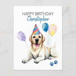 Personalisierter Labrador-Hund zum Geburtstag Postkarte