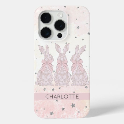 Personalisierter Lace Bunny iPhone Case (Rückseite)